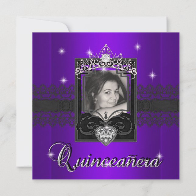 Purple Glitter Quinceanera 15th Birthday Party Invitation (Front)