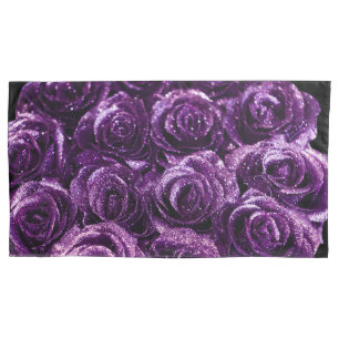 Purple Glitter Roses Pillowcase