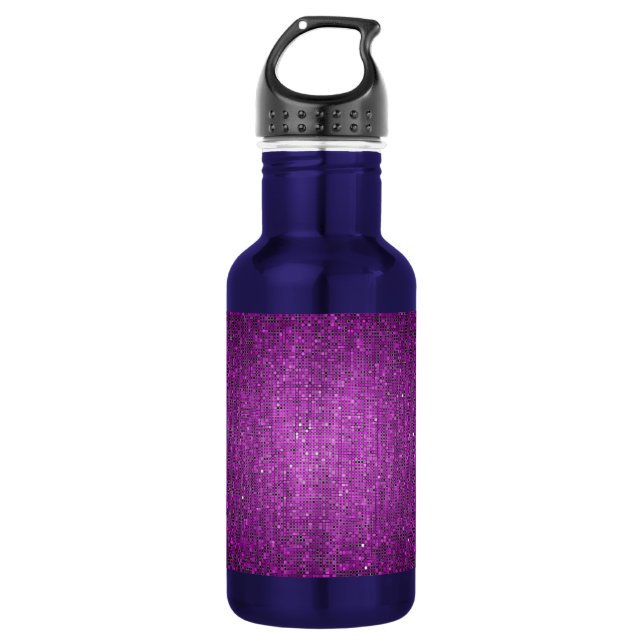 Purple Glitter Sequin Disco 32. oz. 532 Ml Water Bottle (Front)