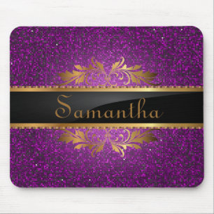 Purple Glitter Sequin Disco Personalised Mousepad