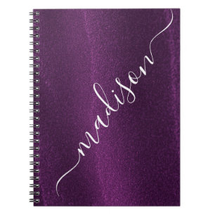 Purple Glitter Shimmer Custom Personalised Name Notebook