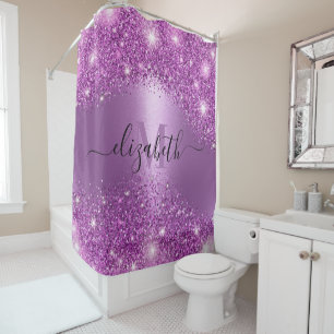 Purple Glitter Shower Curtain