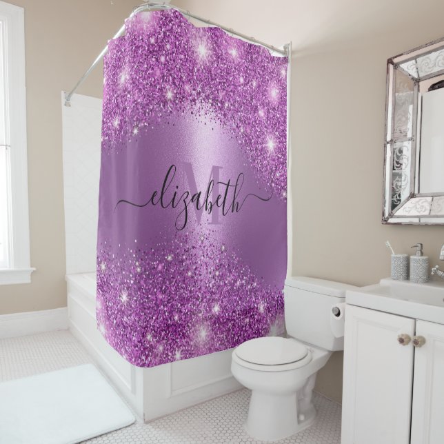 Purple Glitter Shower Curtain (In Situ)