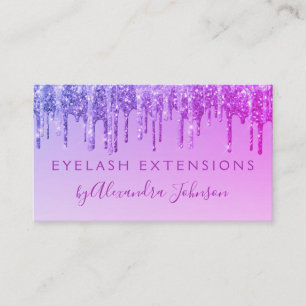 Purple Glitter Sparkle Eyelash Extensions Business Card