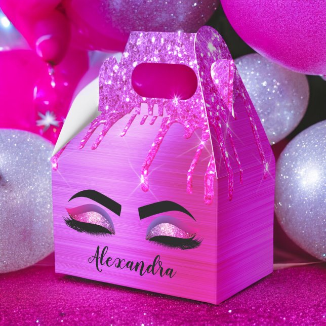Purple Glitter Sparkle Eyelashes Monogram Name Favour Box (Creator Uploaded)
