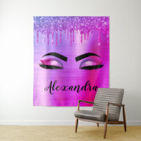 Purple Glitter Sparkle Eyelashes Monogram Name