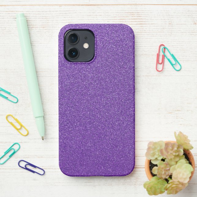 Purple Glitter, Sparkle, Glitter Background iPhone Case (On Desk)
