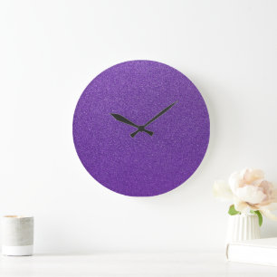 Purple Glitter, Sparkle, Glitter Background Large Clock
