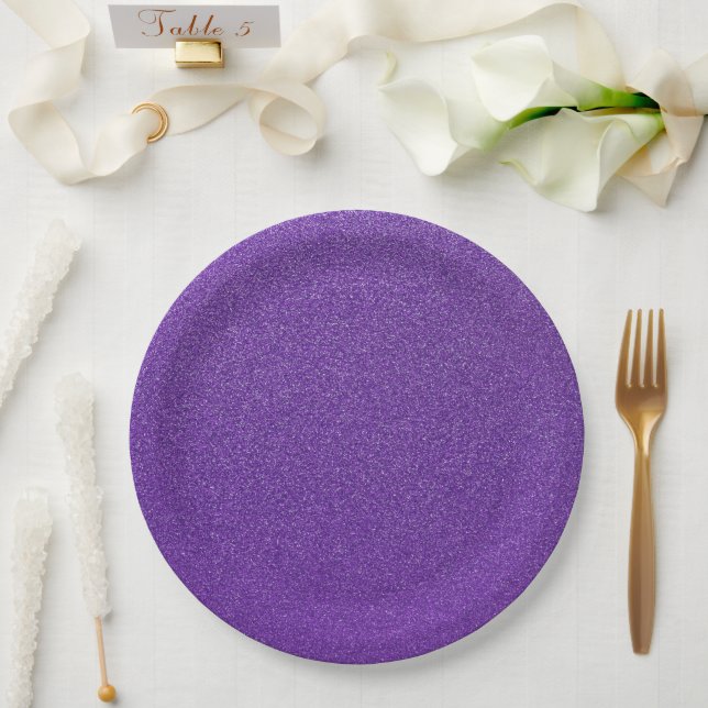 Purple Glitter, Sparkle, Glitter Background Paper Plate (Wedding)