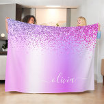 Purple Glitter Sparkle Metal Monogram Name Fleece Blanket<br><div class="desc">Purple Faux Foil Metallic Sparkle Glitter Brushed Metal Monogram Name and Initial Fleece Blanket. This makes the perfect sweet 16 birthday,  wedding,  bridal shower,  anniversary,  baby shower or bachelorette party gift for someone that loves glam luxury and chic styles.</div>