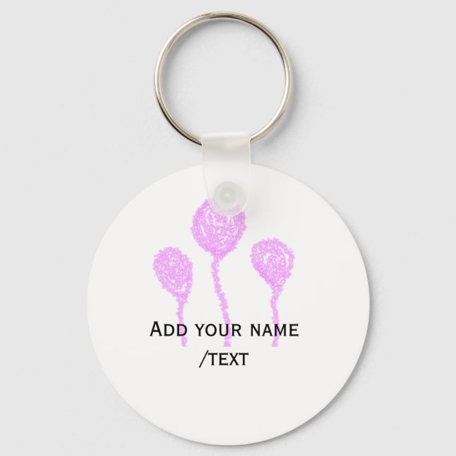 Purple glitter sparkle texture pink balloon  key ring (Front)
