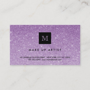 Purple Glitter Sparkles Modern Chic Profile Card