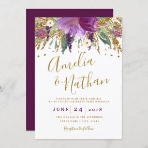 Purple Glitter Sparkling Amethyst Wedding Invitation