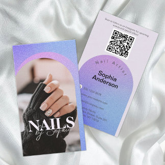 Purple Glitter Sparkling Arch Beauty Photo Business Card