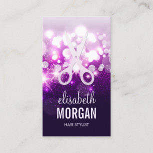Purple Glitter Sparkly Hair Stylist Appointment Card