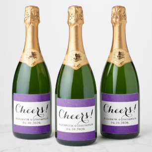 Purple Glitter, Sparkly, Shiny Glitter, Wedding Sparkling Wine Label