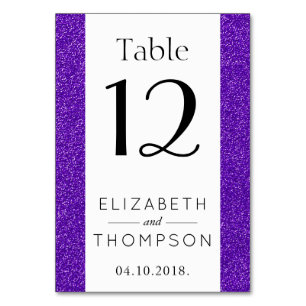 Purple Glitter, Sparkly, Shiny Glitter, Wedding Table Number
