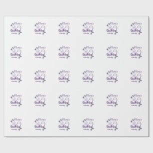 Purple glitter stars 30th birthday modern retro wrapping paper