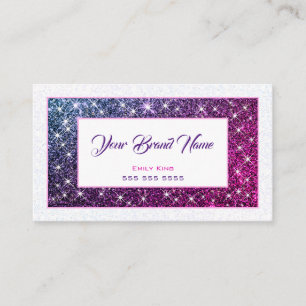 Purple Glitter Stars Beauty Event Planner Wellness Business Card