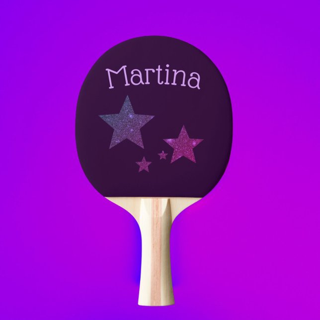 Purple Glitter stars personalised ping pong paddle (Creator Uploaded)