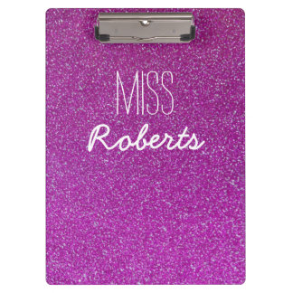 Purple Glitter Teacher (Customisable) Clipboard