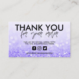 Purple Glitter Trendy Salon Thank You Business Card