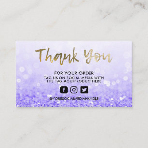 Purple Glitter Trendy Salon Thank You Business Card