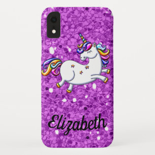 Purple Glitter Unicorn iPhone XR Case