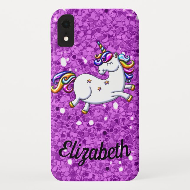 Purple Glitter Unicorn Case-Mate iPhone Case (Back)