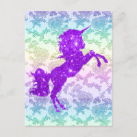 Purple Glitter Unicorn on Rainbow Lace