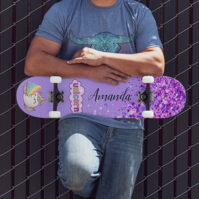 Purple glitter unicorn skateboard (Outdoor 3)