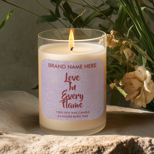 Purple Glitter Valentine Custom Candle Labels  (Creator Uploaded)
