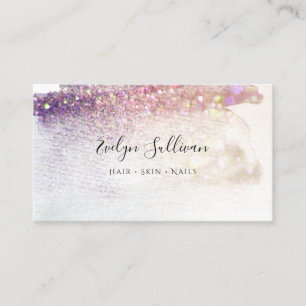 purple glitter watercolor business card