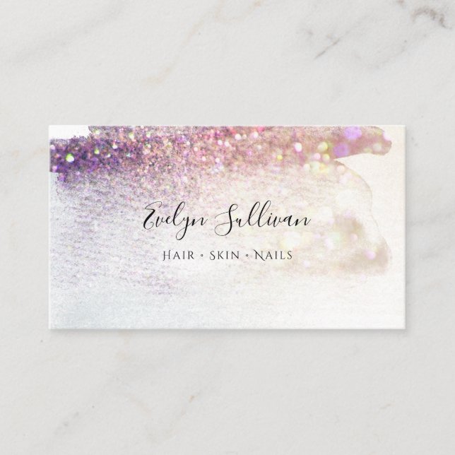 purple glitter watercolor business card (Front)