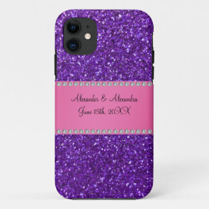 Purple glitter wedding favours iPhone 11 case
