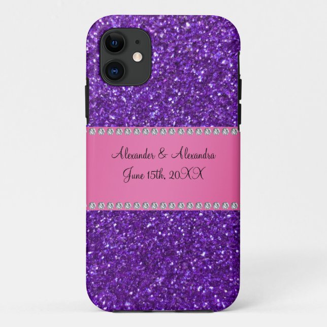 Purple glitter wedding favours Case-Mate iPhone case (Back)