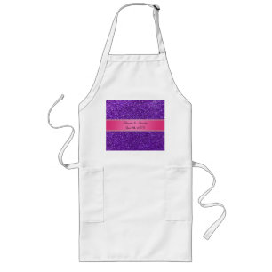 Purple glitter wedding favours long apron