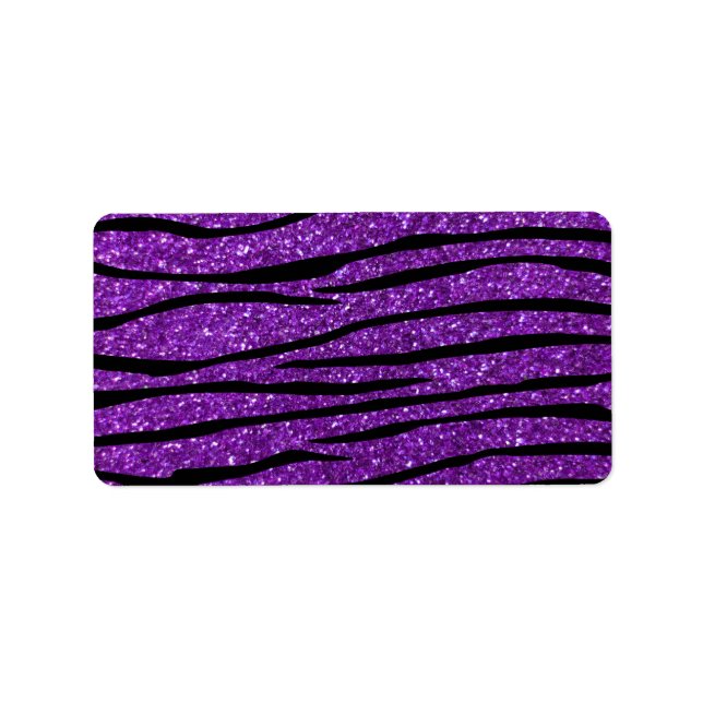 Purple glitter zebra stripes label (Front)