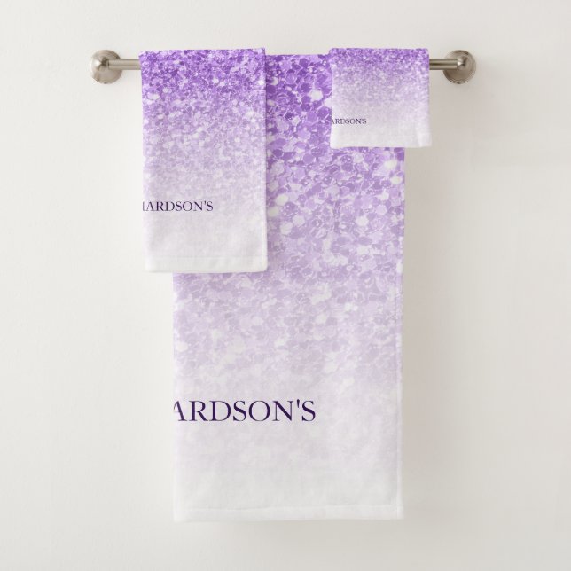 Purple Glittering Bath Towel Set (Insitu)