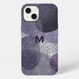 Purple Glittery Abstract Monogrammed iPhone 13 Case