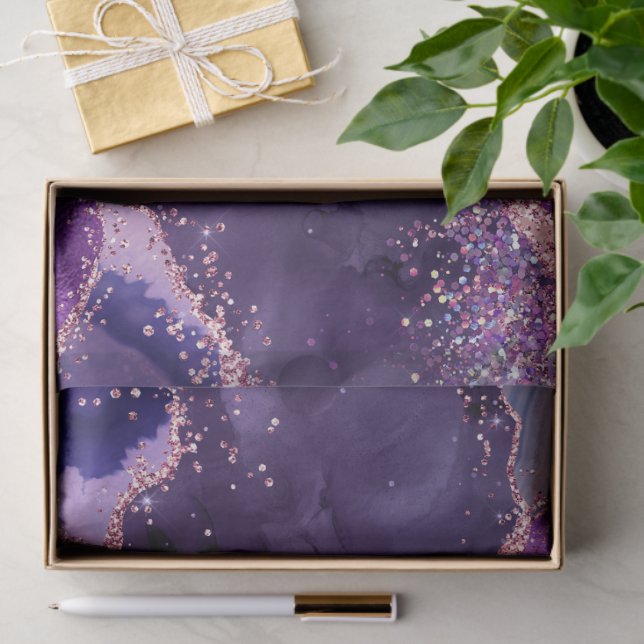 Purple Glittery Agate Texture Tissue Paper (Gift)