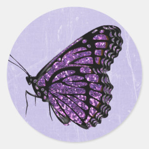 Purple Glittery Butterfly Stickers