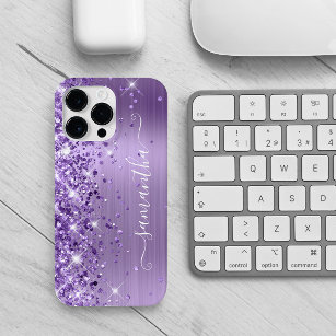 Purple Glittery Glam Girly Signature Case-Mate iPhone 14 Pro Max Case