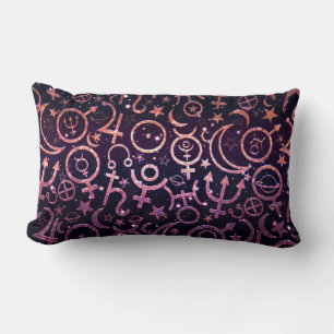 Purple Glittery Planetary Universe Space Planets Lumbar Cushion