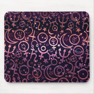 Purple Glittery Planetary Universe Space Planets Mouse Pad