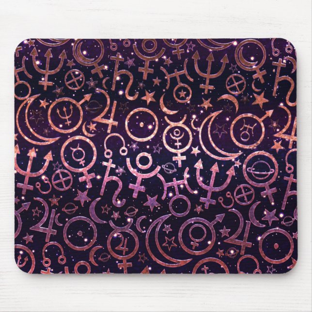Purple Glittery Planetary Universe Space Planets Mouse Pad (Front)