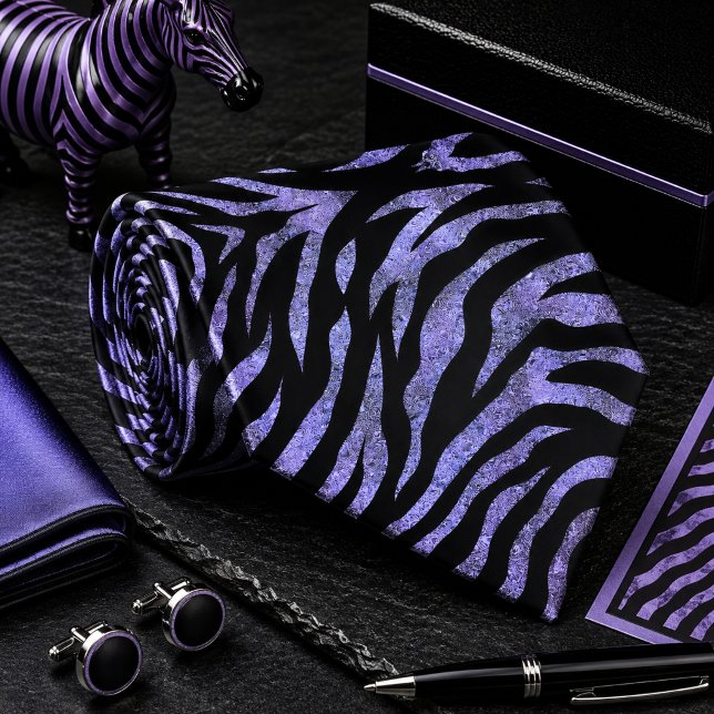 Purple Glittery Zebra Wild Animal Pattern Tie (Creator Uploaded)