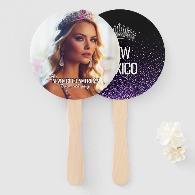 Purple Glitz Pageant Fan Wavers - Set of Fans (Front and Back)