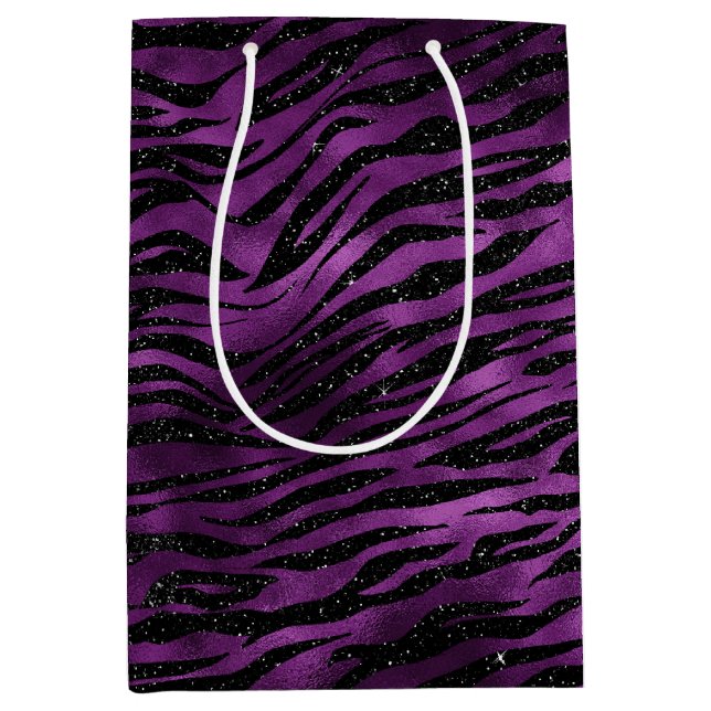 Purple Glitz Zebra Print Medium Gift Bag (Front)