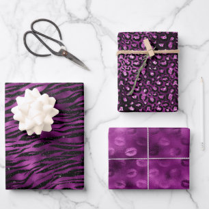 Purple Glitz Zebra Print Wrapping Paper Sheet